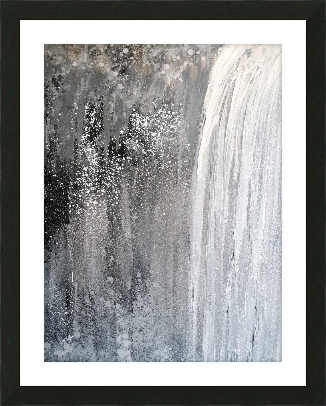 Abstract Gray Waterfall Cascading Streaks Modern Minimalist Poster - Image 2