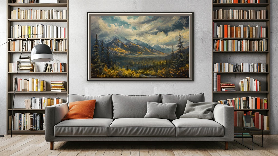Dramatic Golden Autumn Mountain Valley Wilderness Landscape Poster - Image 2