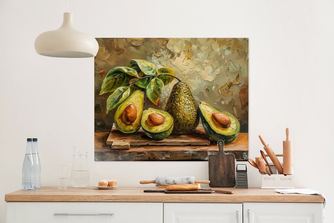 Avocado Still Life Textured Impasto Oil Painting Kitchen Art Poster - Image 5