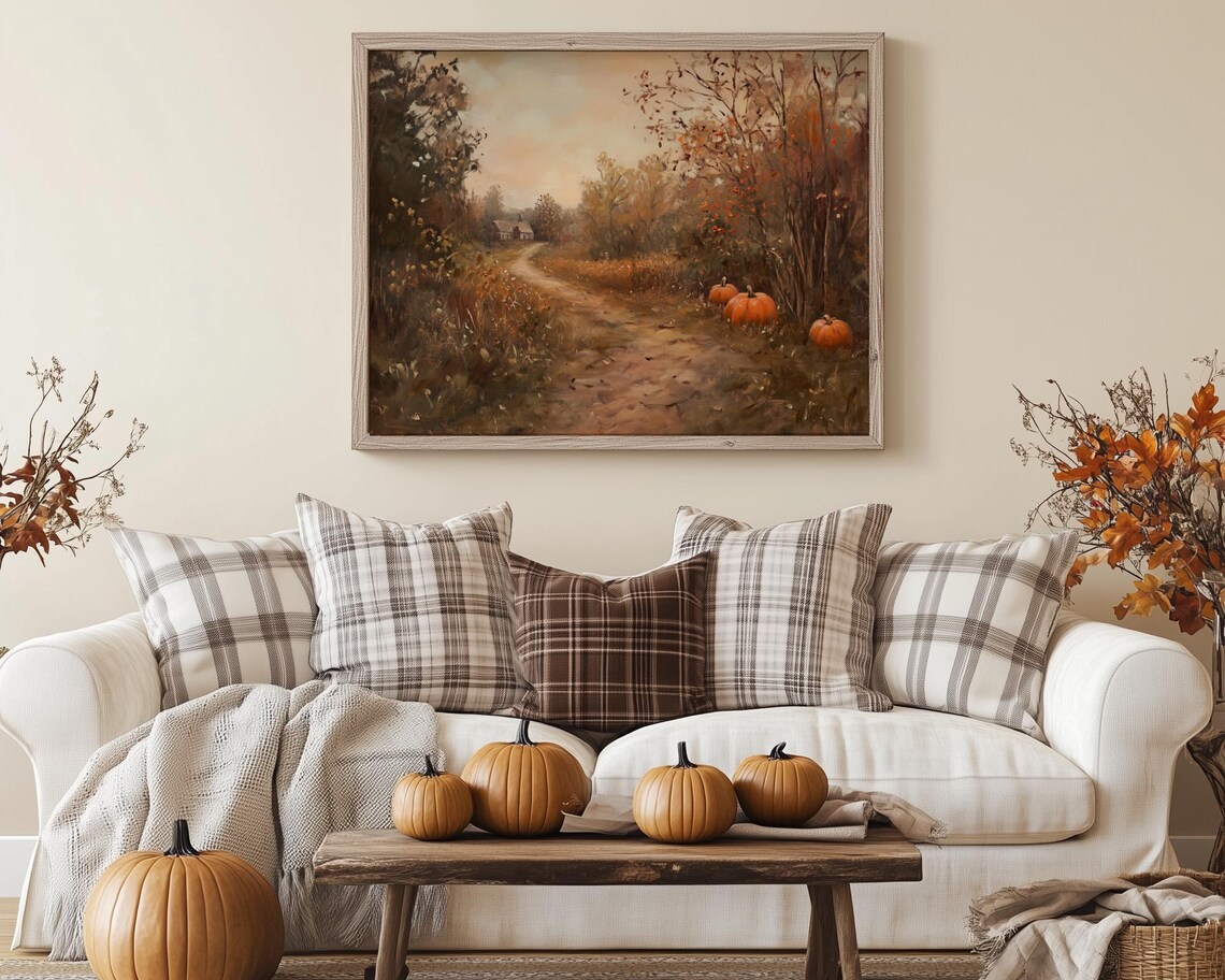 Vintage Countryside Pumpkin Path Art Print - Image 5