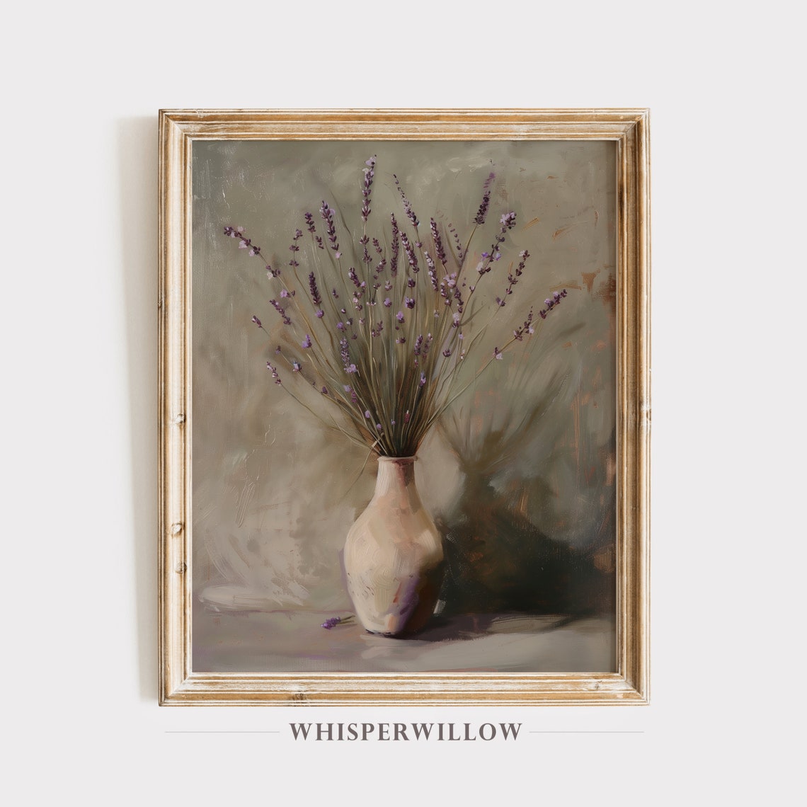 Lavender Sprigs in Ceramic Vase Vintage Style Botanical Poster