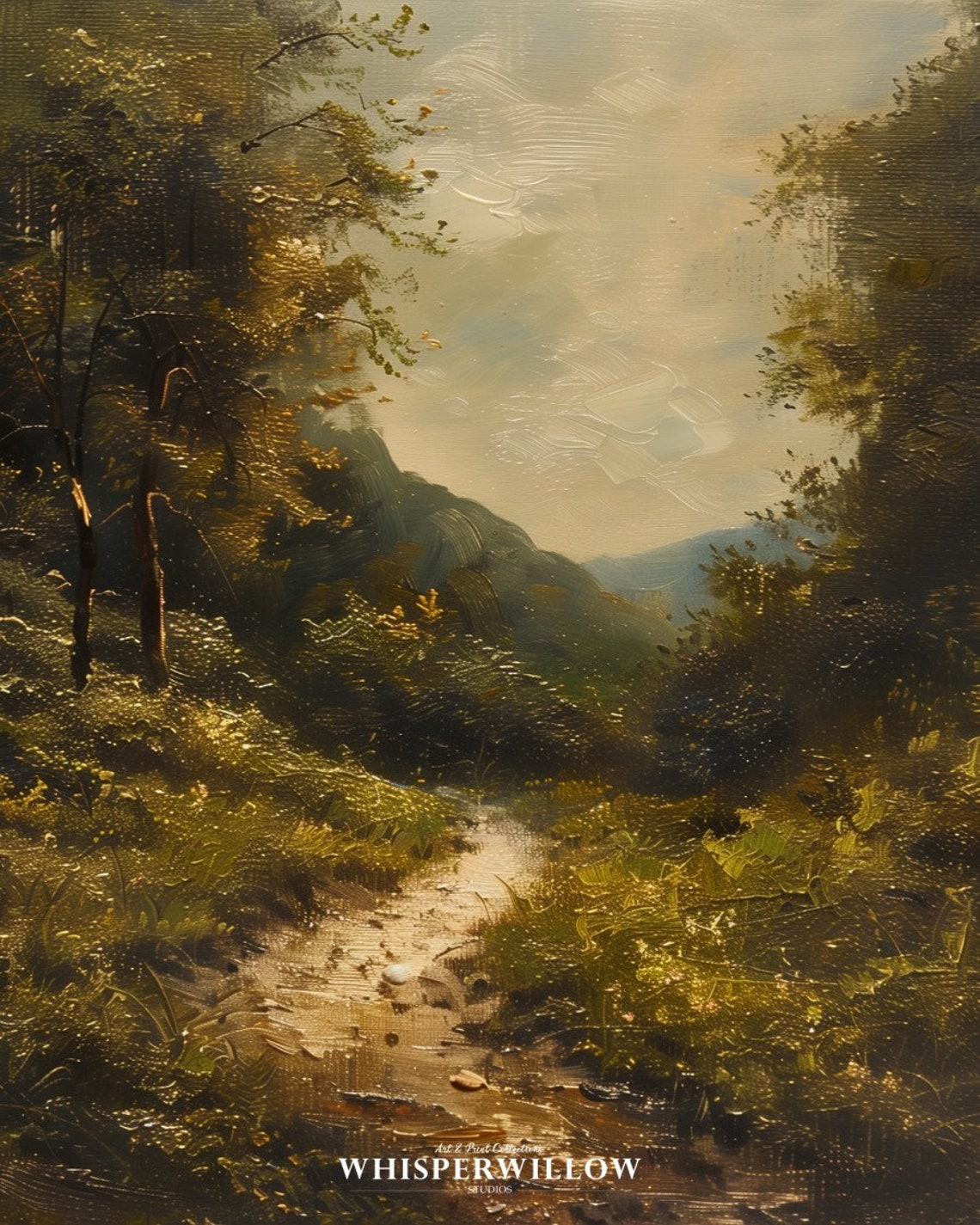 Rustic Forest Hiking Trail Dense Woodland Vintage Nature Path Poster - Image 6