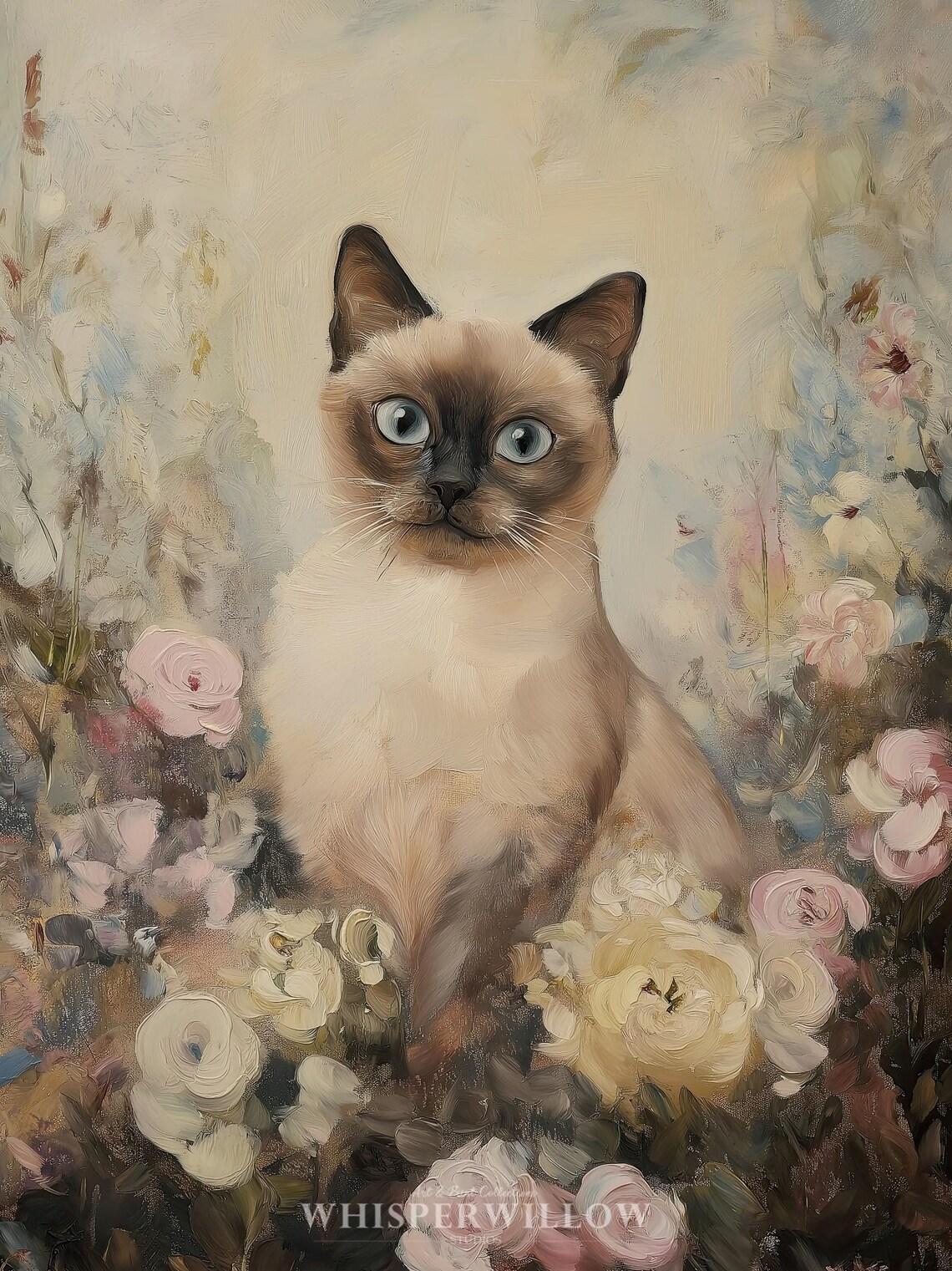 Vintage Siamese Cat Art Print, Elegant Pet Decor - Image 6