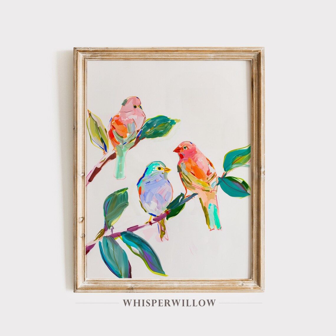 Wild Birds Painting, Colorful Abstract Art Print