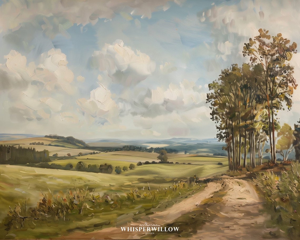 Rolling Green Countryside Hills Dirt Road Vintage Landscape Poster - Image 6
