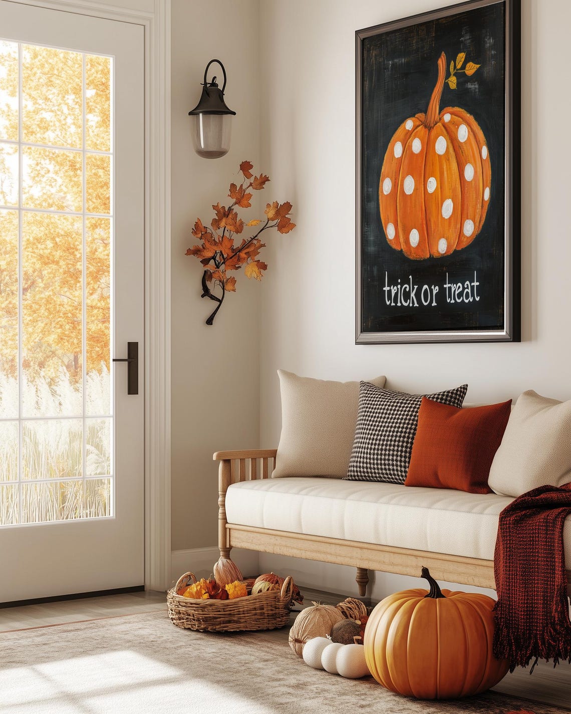 Polka Dot Pumpkin Trick or Treat Painting Cute Halloween Poster - Image 5