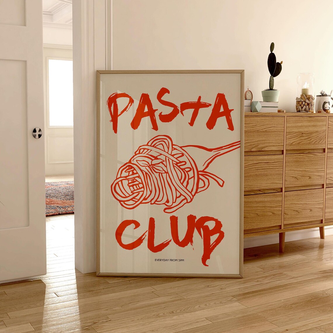 Pasta Club Retro Food Poster Print, Kitchen Decor