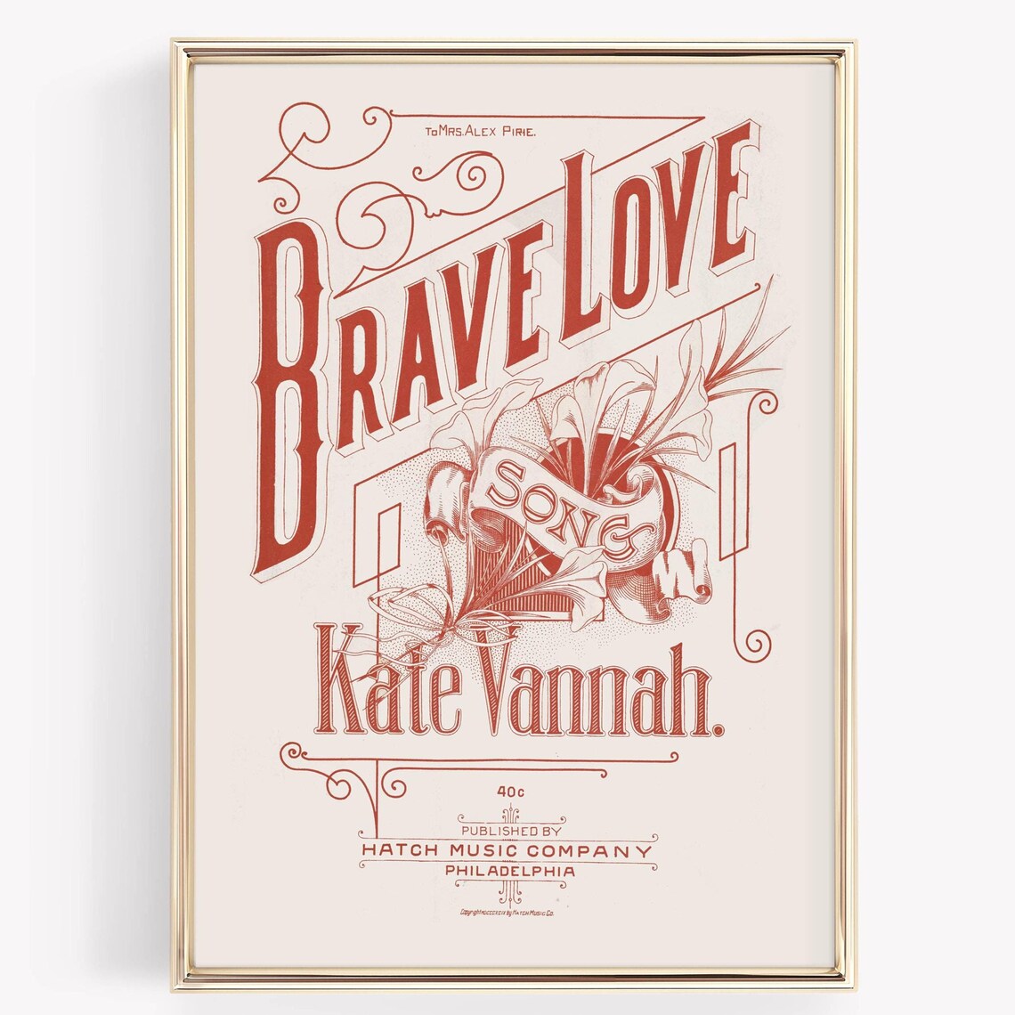 Brave Love Song Kate Vannah Antique Sheet Music Cover Art Poster