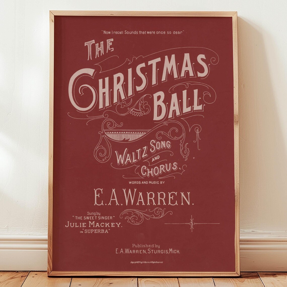 The Christmas Ball Waltz Vintage Sheet Music Red Poster Cover