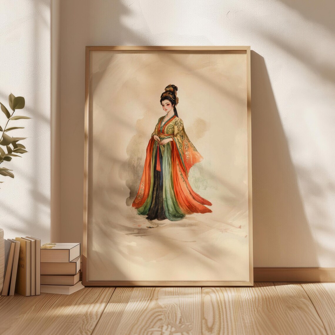 Asian Woman Traditional Chinese Robe Front View Antique Style Poster