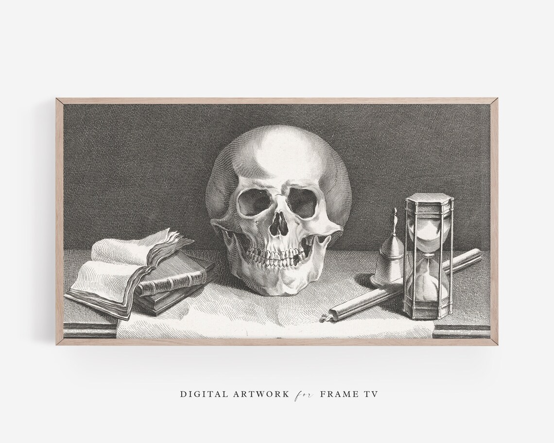 Antique Skull Vanitas Engraving Memento Mori Digital Frame TV Print