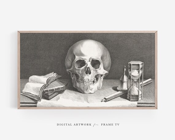 Antique Skull Vanitas Engraving Memento Mori Digital Frame TV Print