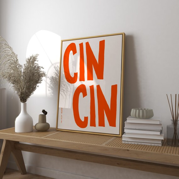 Cin Cin Vintage Food Print, Retro Cheers Art Print