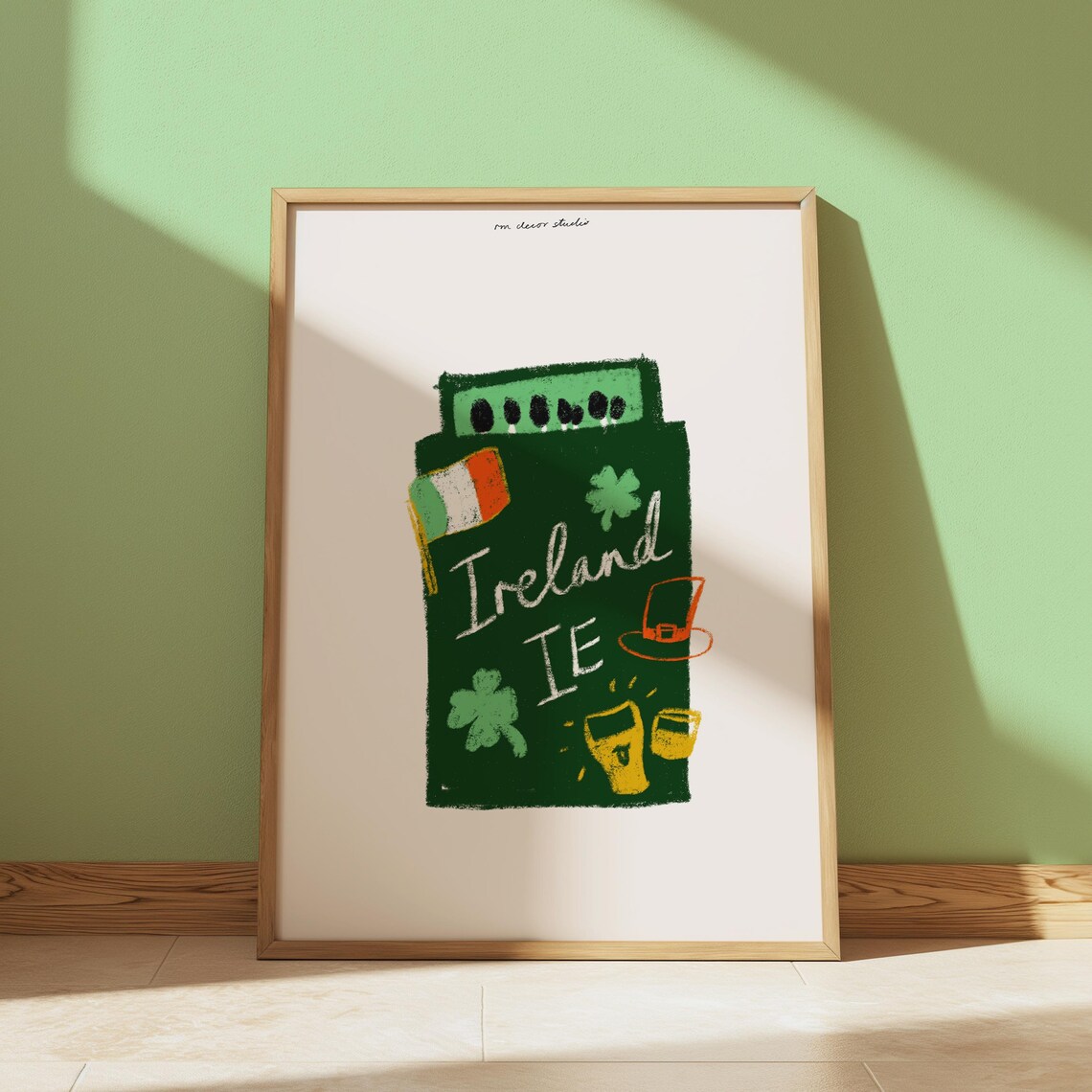 Ireland Doodle Matchbox Shamrock Flag Travel Souvenir Art Poster