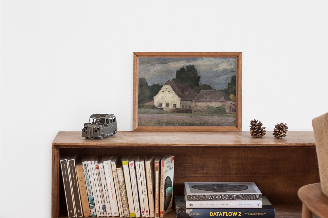 Vintage Country Oil Painting Homestead Art Print Landscape Painting Antique Landscape Art French Country Wall Decor Farmhouse Print - Image 2