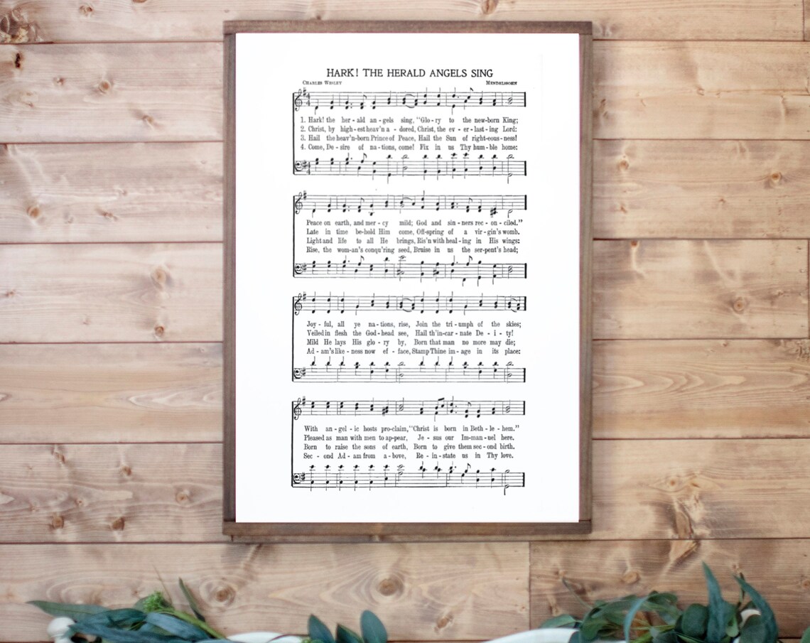 Hark The Herald Angels Sing Christmas Wood Sign