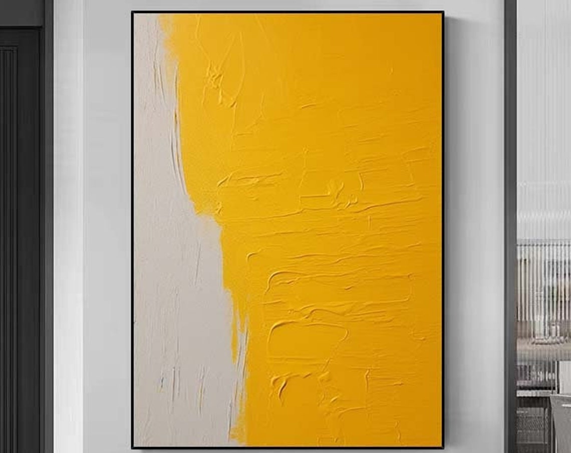 Serene Minimalist Mustard Yellow Textured Vertical Abstract Poster