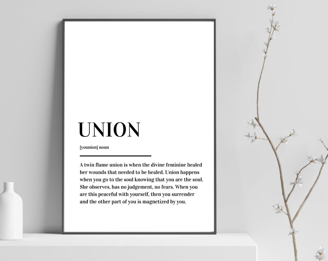 Union Definition Twin Flame Spiritual Minimalist Typography Poster
