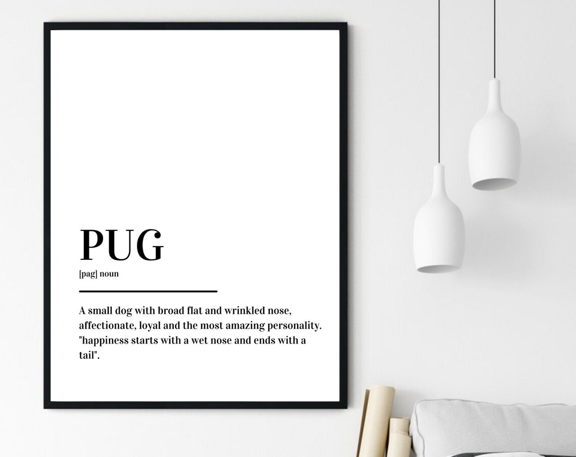 Pug Breed Definition Dog Lover Dictionary Style Typography Poster - Image 6