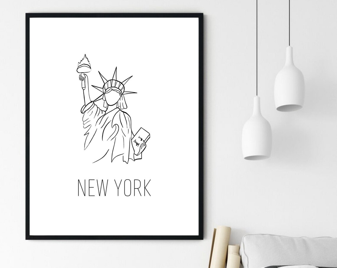 New York Statue of Liberty Minimalist Line Art Travel Souvenir Poster - Image 6
