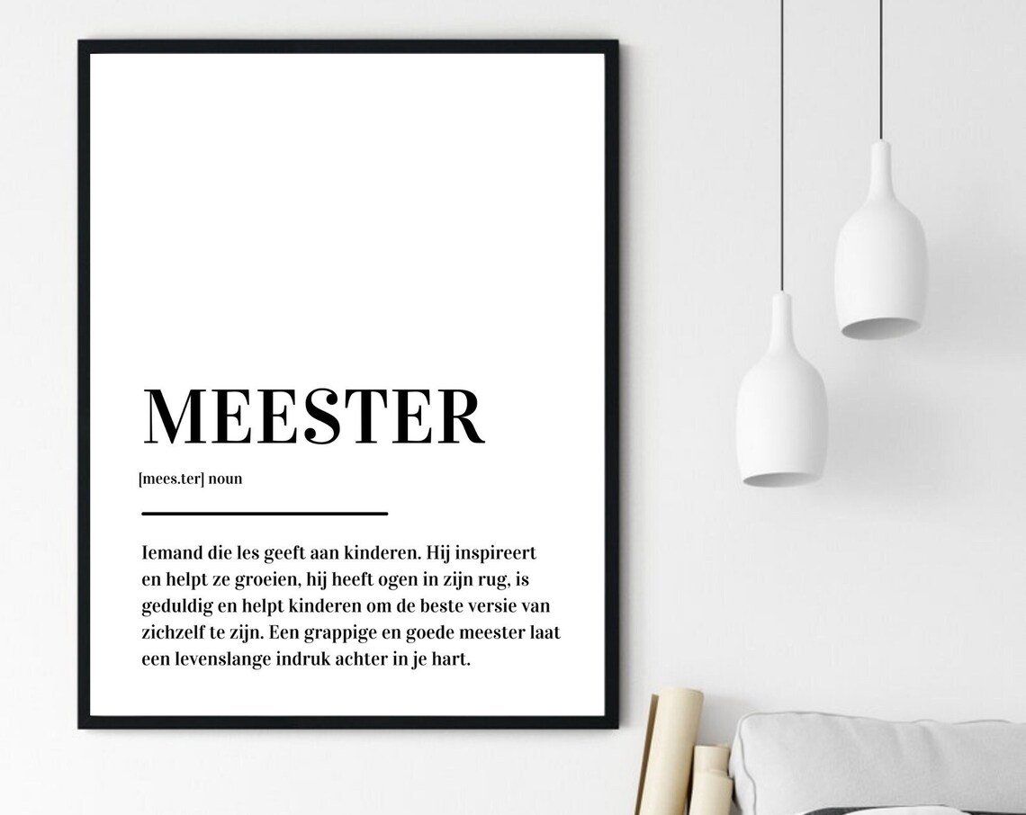 Meester Definition Dutch Teacher Gift Minimalist Typography Poster - Image 6
