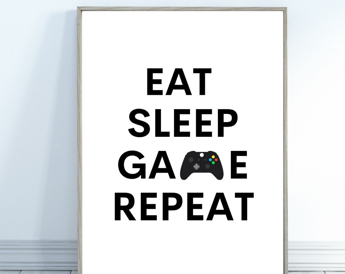 Eat Sleep Game Repeat Funny Gamer Controller Typography Poster - Image 6