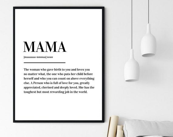 Mama Mam Mum Mom Mother Definition Print Poster Version 2