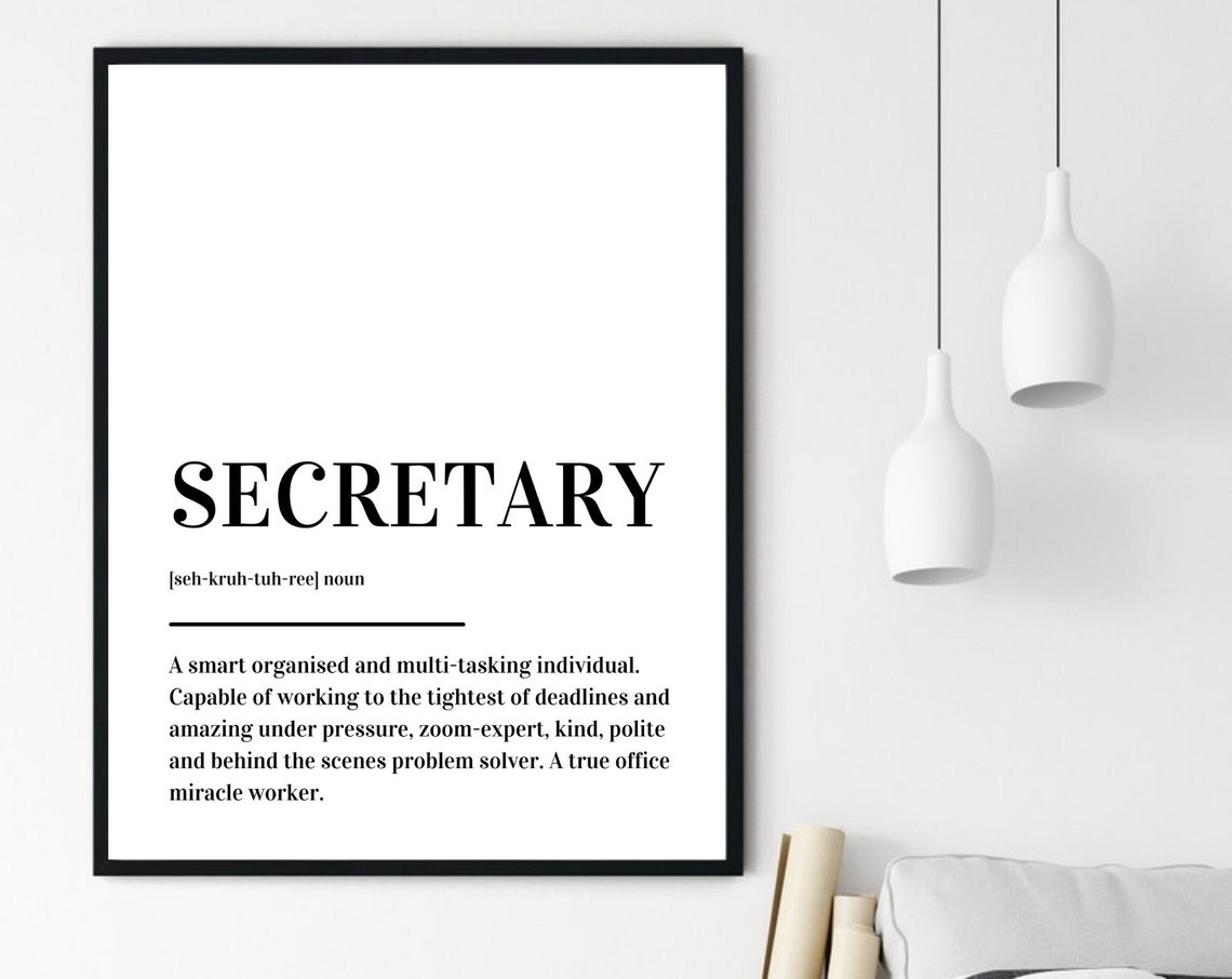 Secretary Definition Office Gift Dictionary Style Typography Poster - Image 6