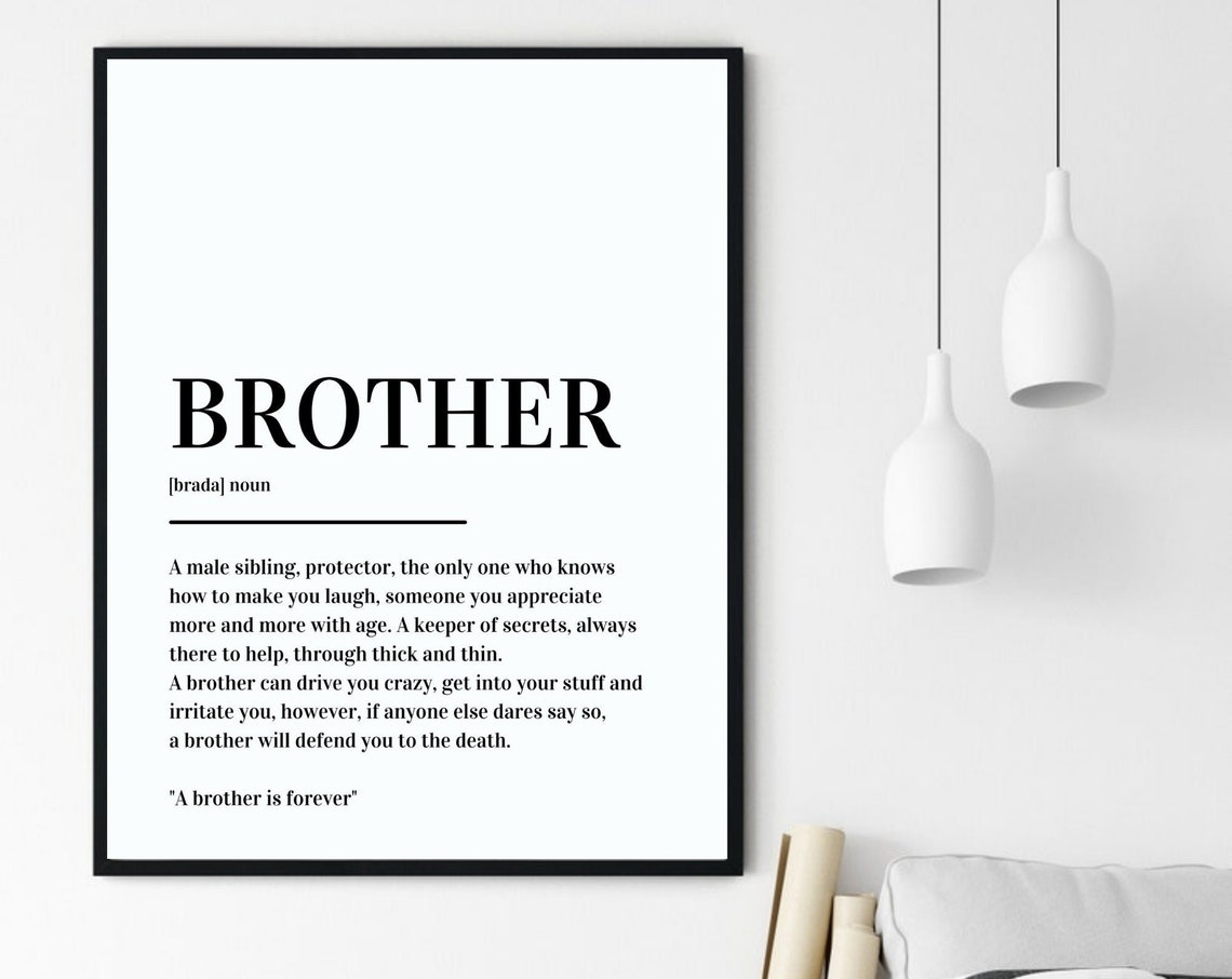 Brother Definition Gift Sibling Protector Minimalist Typography Poster - Image 6