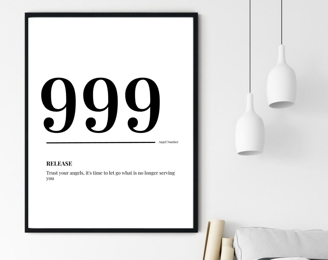 999 Angel Number Release Meaning Minimalist Spiritual Poster - Image 6