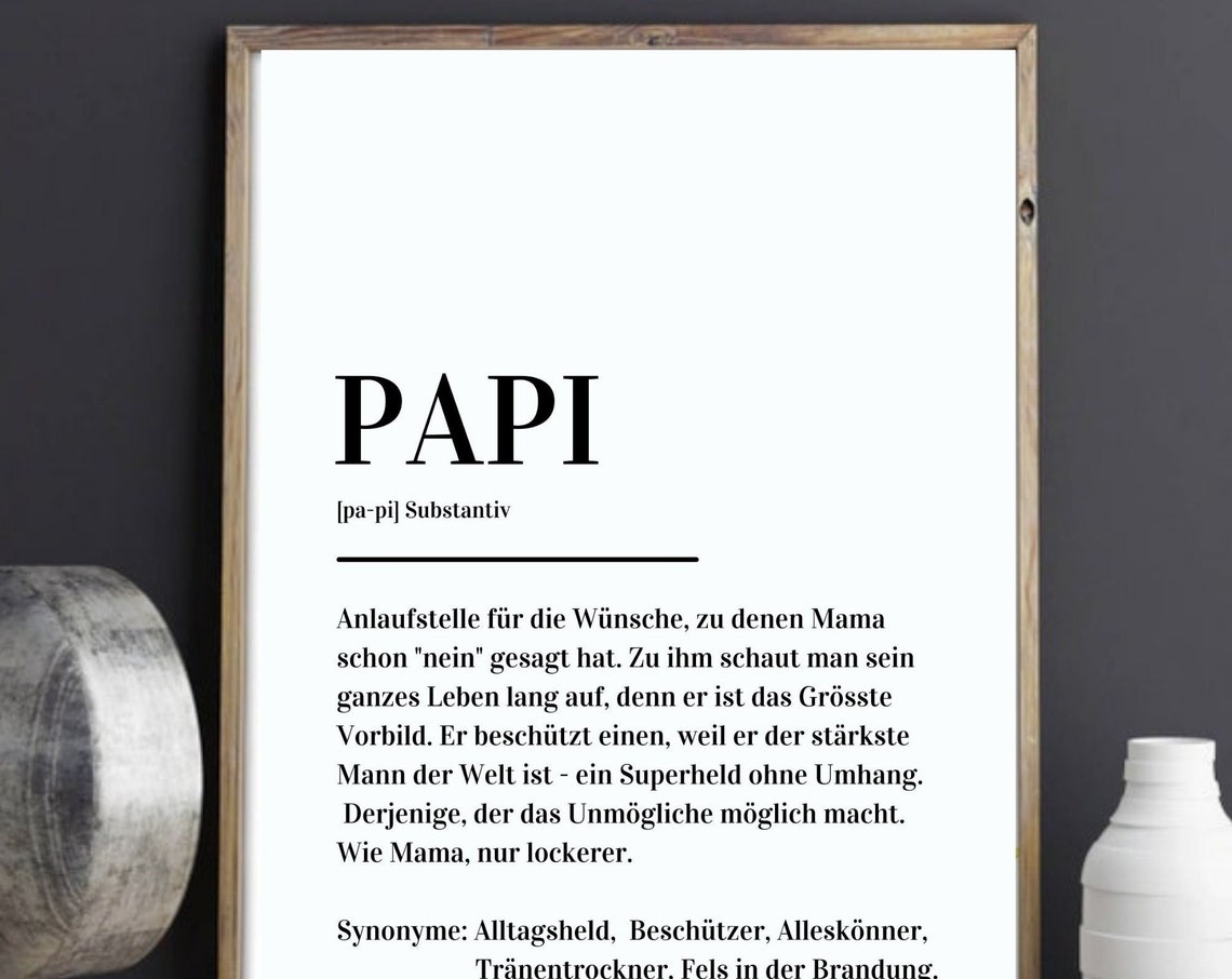 Papi Definition German Dad Gift Minimalist Typography Poster