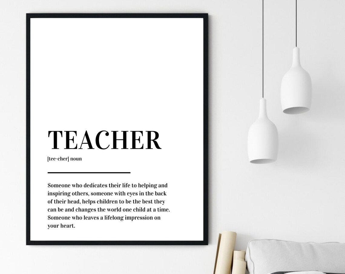 Teacher Definition Thank You Inspirational Classroom Typography Poster - Image 6