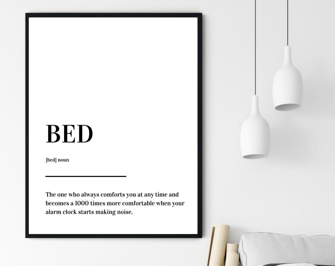 Bed Definition Funny Dictionary Poster About Morning Alarm Clock Sleep - Image 6