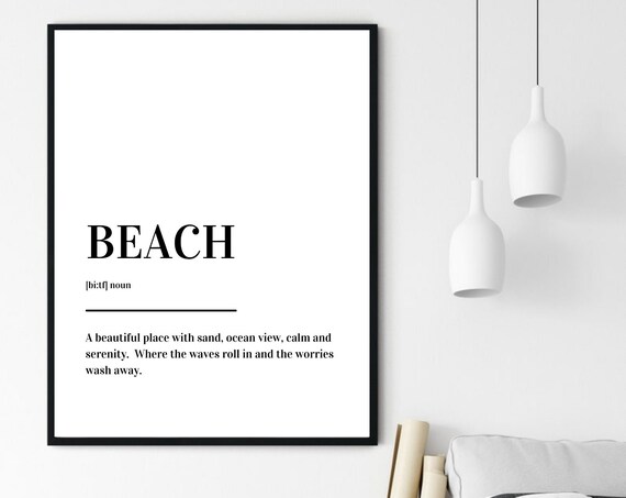 Beach Definition Calm Serene Ocean Waves Minimalist Typography Poster