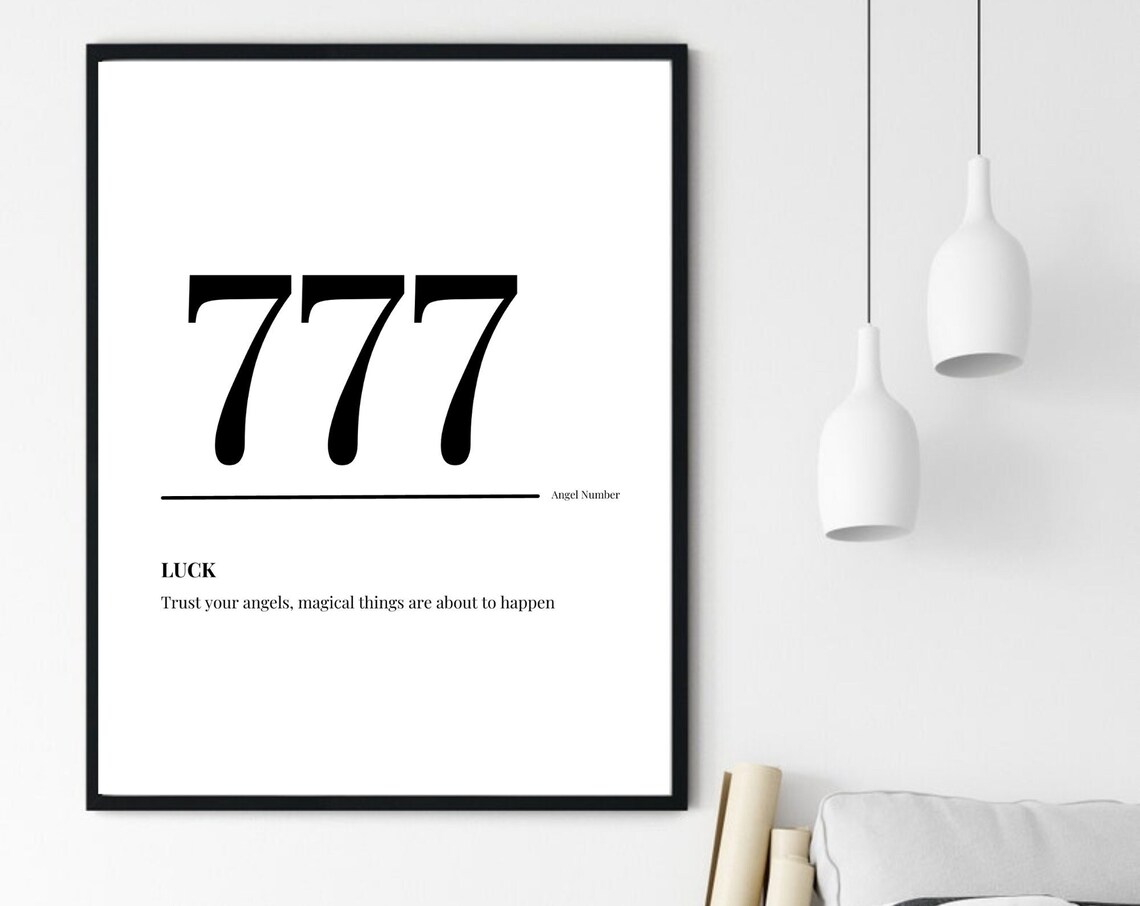 777 Angel Number Luck Meaning Minimalist Spiritual Decor Poster - Image 6