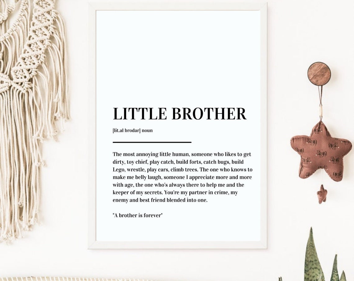 Little Brother Definition Funny Sibling Gift Minimalist Poster