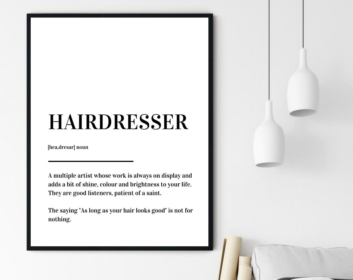 Hairdresser Definition Salon Gift Dictionary Style Typography Poster