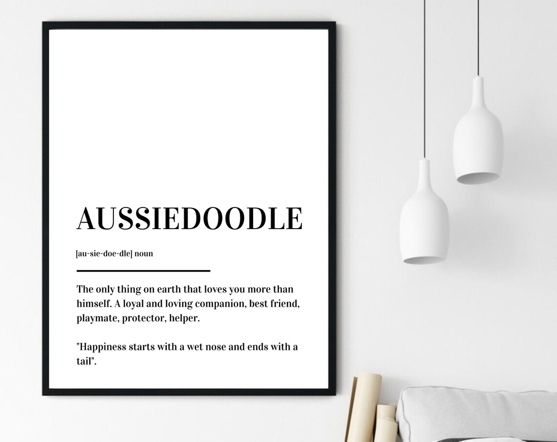 Aussiedoodle Definition Typography Dog Lover Gift Minimalist Poster - Image 6