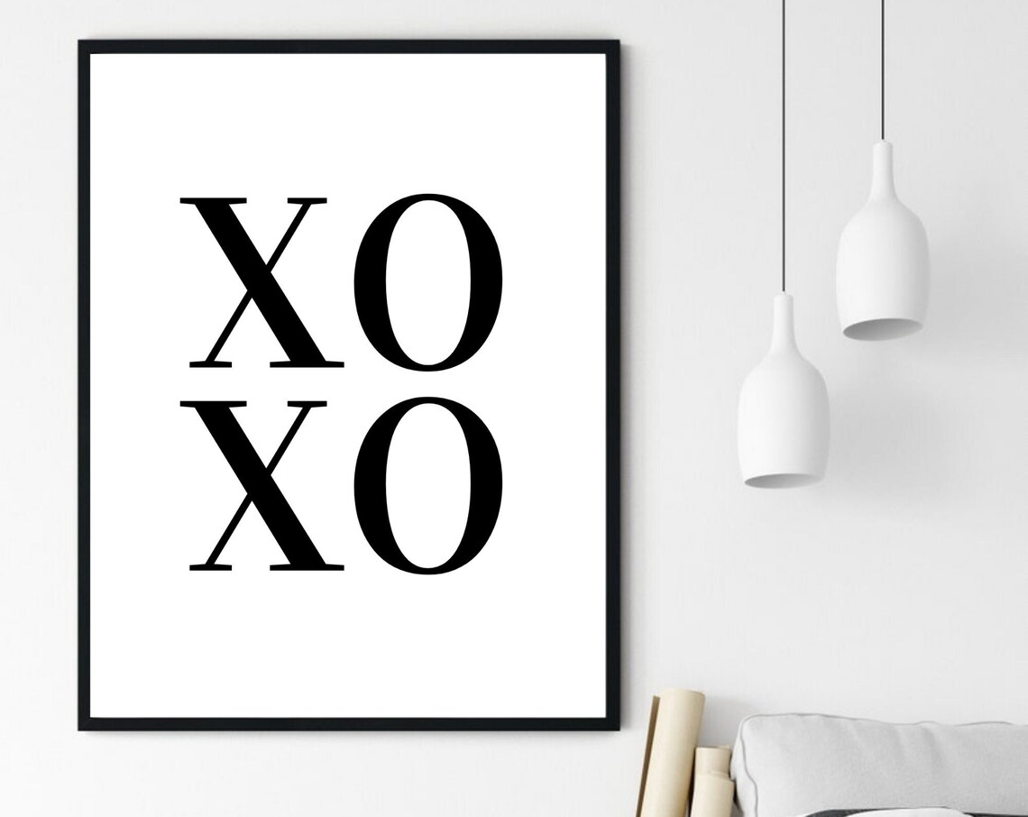 Xoxo Bold Typography Hugs Kisses Minimalist Black White Poster - Image 6