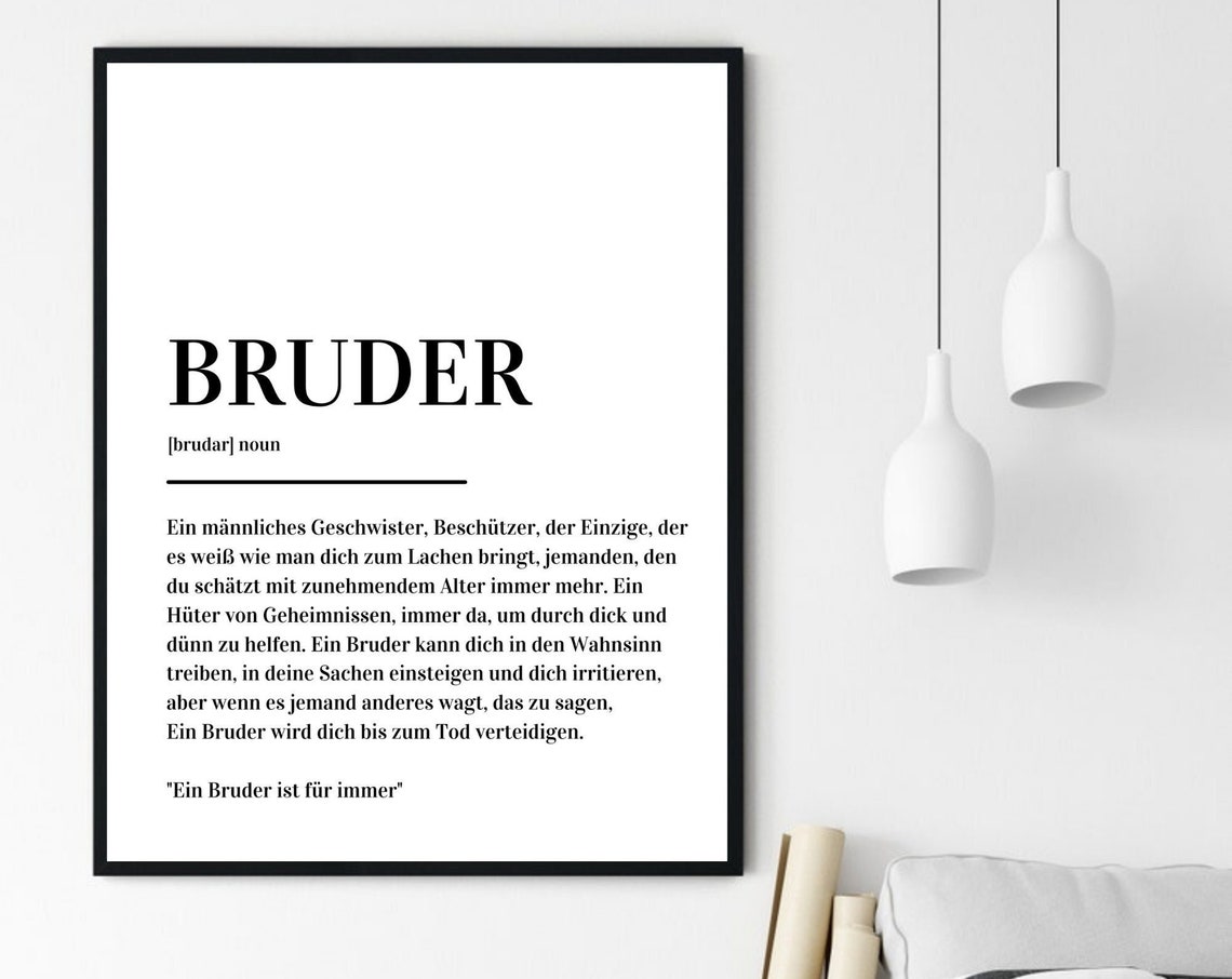 Bruder Definition German Brother Dictionary Family Bond Quote Poster - Image 6