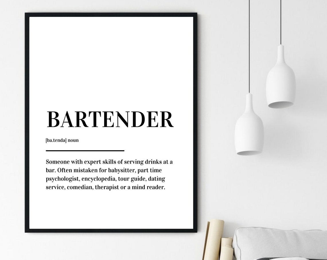 Bartender Definition Funny Bar Dictionary Poster Gift For Mixologists - Image 6