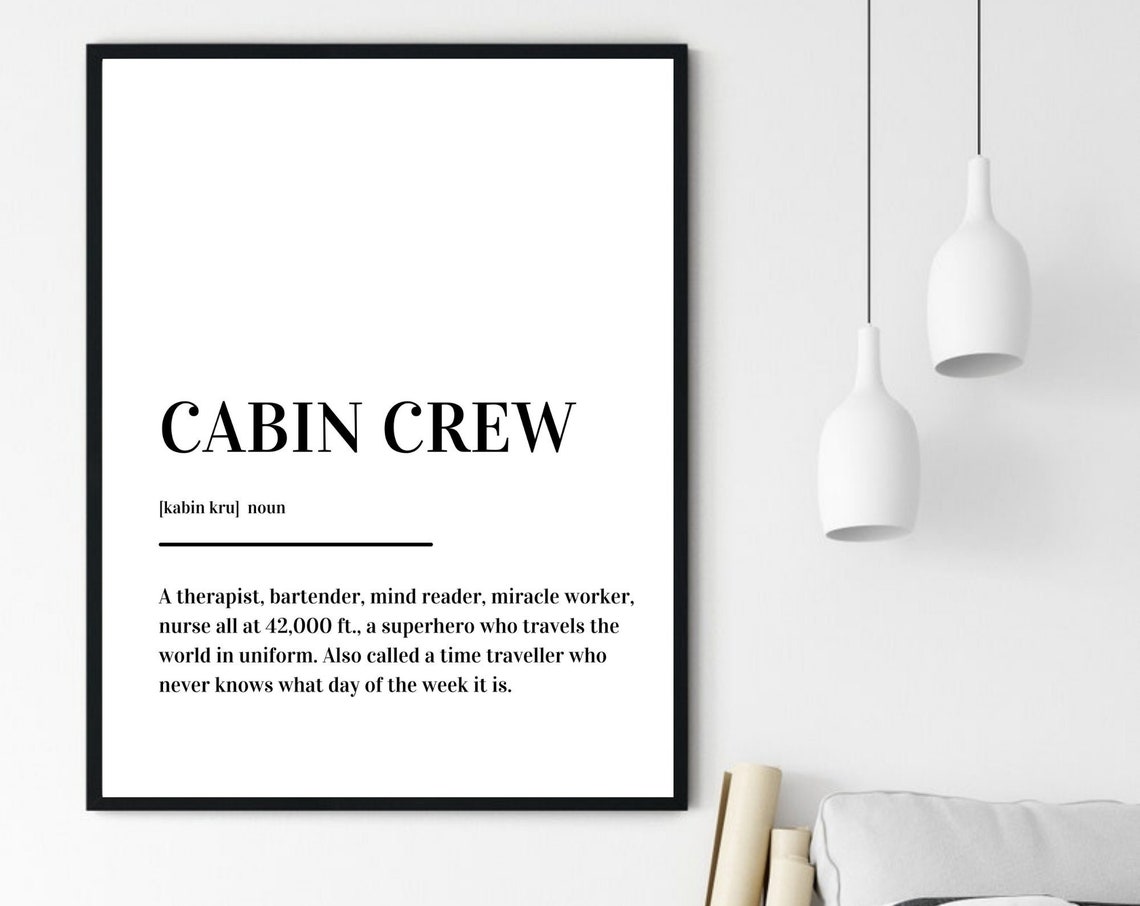 Cabin Crew Definition Flight Attendant Gift Dictionary Quote Poster - Image 6