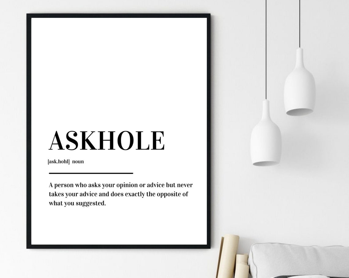 Askhole Definition Typography Funny Humor Gift Minimalist Poster - Image 6