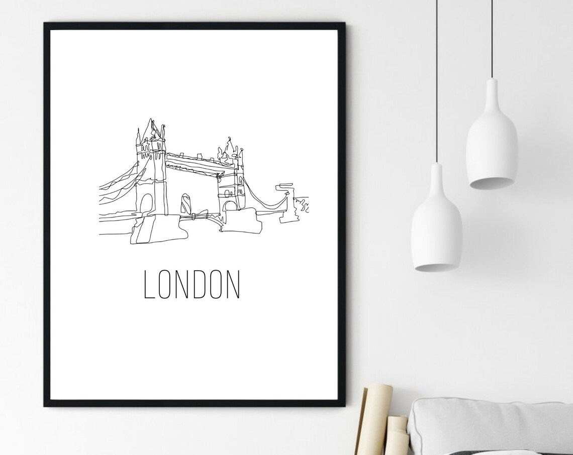 London Tower Bridge Minimalist Line Art England Travel Landmark Poster - Image 6