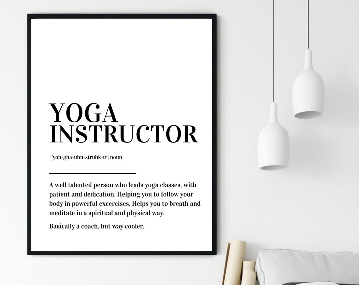 Yoga Instructor Definition Funny Coach Gift Typography Poster