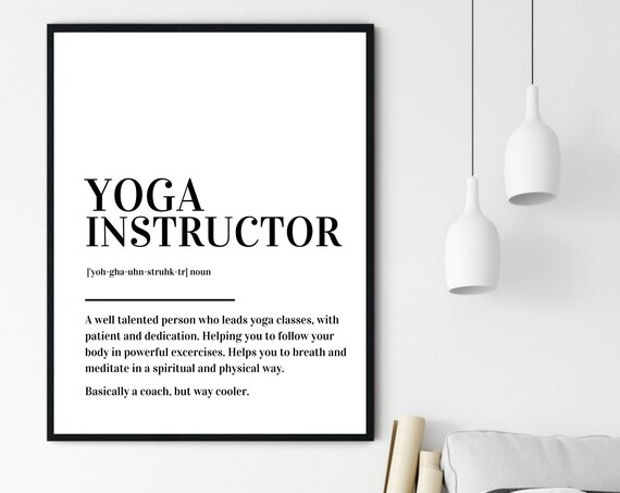 Yoga Instructor Definition Funny Coach Gift Typography Poster