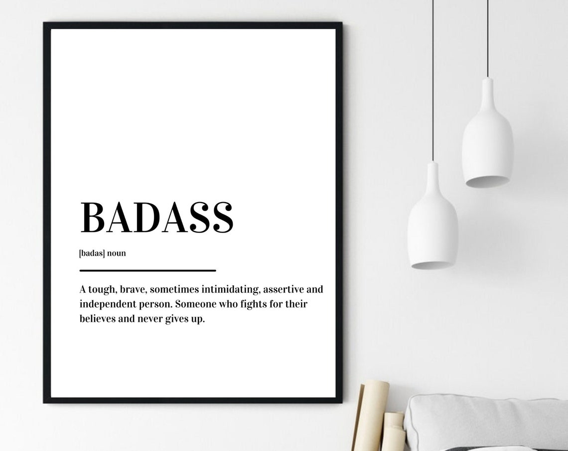 Badass Definition Bold Brave Motivational Minimalist Typography Poster - Image 6