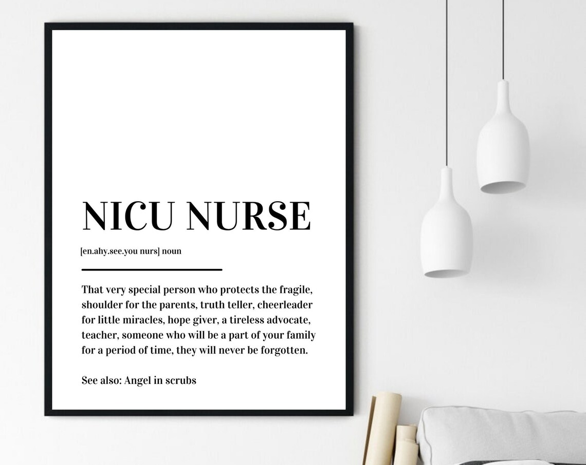 NICU Nurse Angel In Scrubs Definition Typography Gift Poster - Image 6
