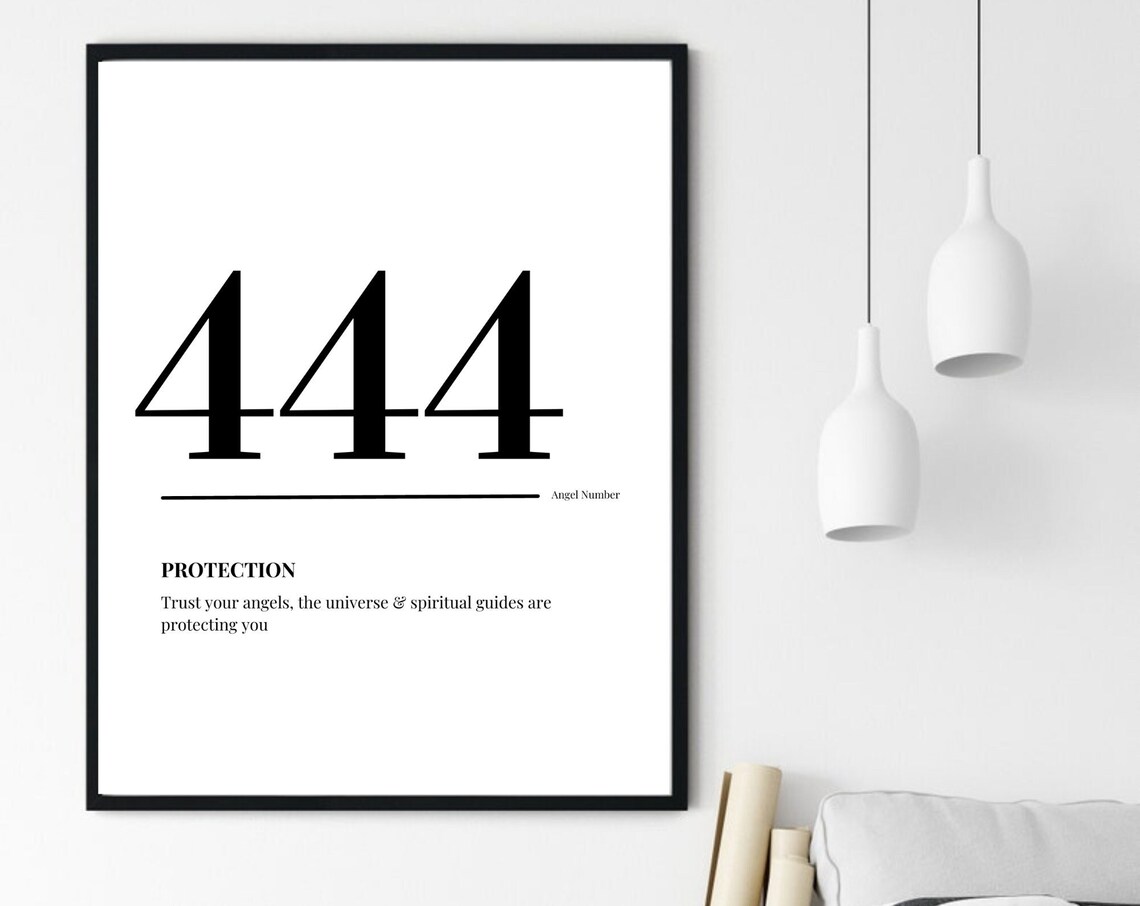 444 Angel Number Protection Meaning Minimalist Spiritual Poster - Image 6