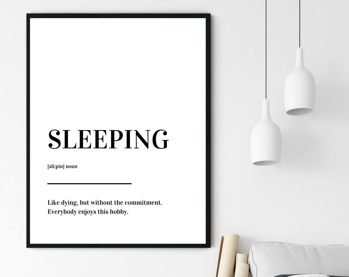 Sleeping Definition Funny Quote Bedroom Minimalist Typography Poster - Image 6